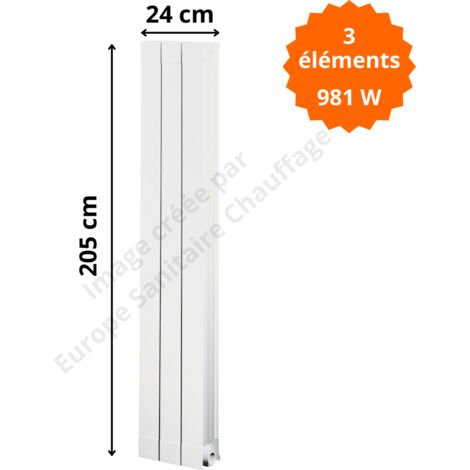 Radiateur aluminium H.205 x 24 cm Oscar 2000 Deville 981 W