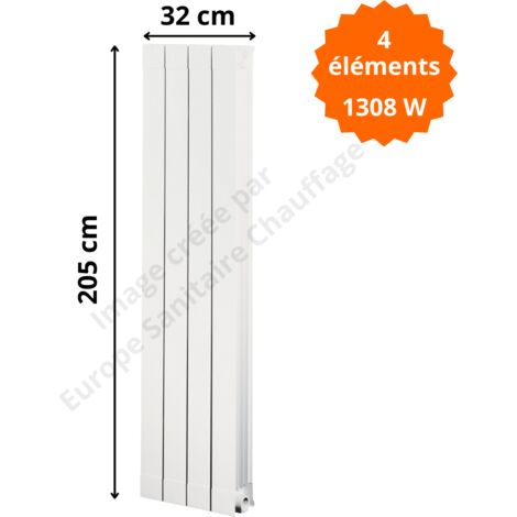 Radiateur aluminium H.205 x 32 cm Oscar 2000 Deville 1308 W