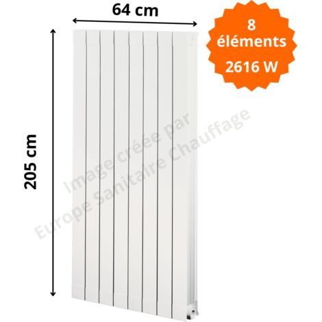 Radiateur aluminium H.205 x 64 cm Oscar 2000 Deville 2616 W