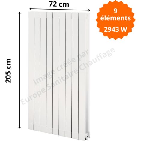 Radiateur aluminium H.205 x 72 cm Oscar 2000 Deville 2943 W
