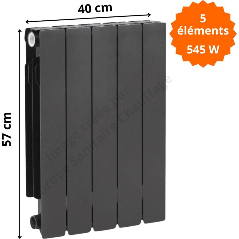 Radiateur aluminium H.57 cm horizontal adr 500 couleur graphite Éléments 5 éléments