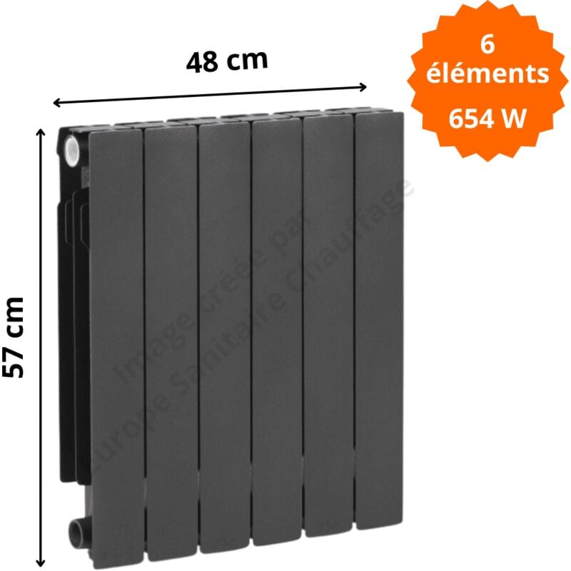 Radiateur aluminium H.57 cm horizontal adr 500 couleur graphite Éléments 6 éléments