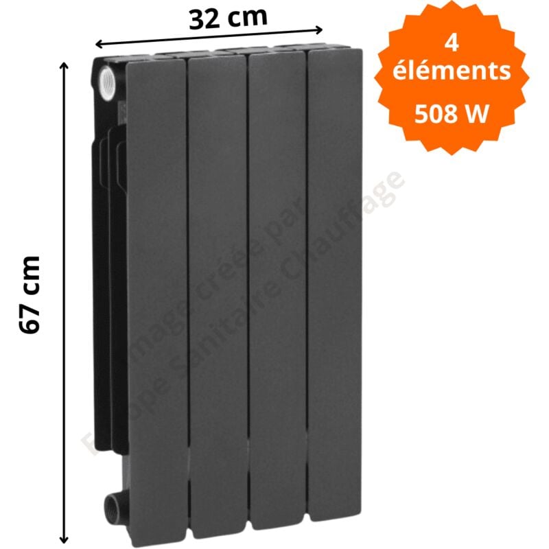 Radiateur aluminium H.67 cm horizontal adr 600 couleur graphite Éléments 4 éléments