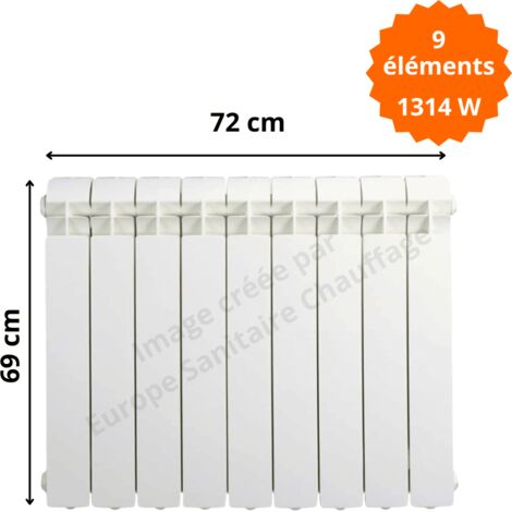 Radiateur aluminium horizontal H.69 x 72 cm VOX 600 Deville 1314 W