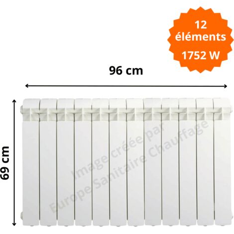 Radiateur aluminium horizontal H.69 x 96 cm VOX 600 Deville 1752 W