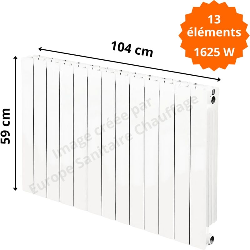 Radiateur aluminium horizontal vip 500 Hauteur 590 Puissance : 125 watts par élément Éléments 13 éléments