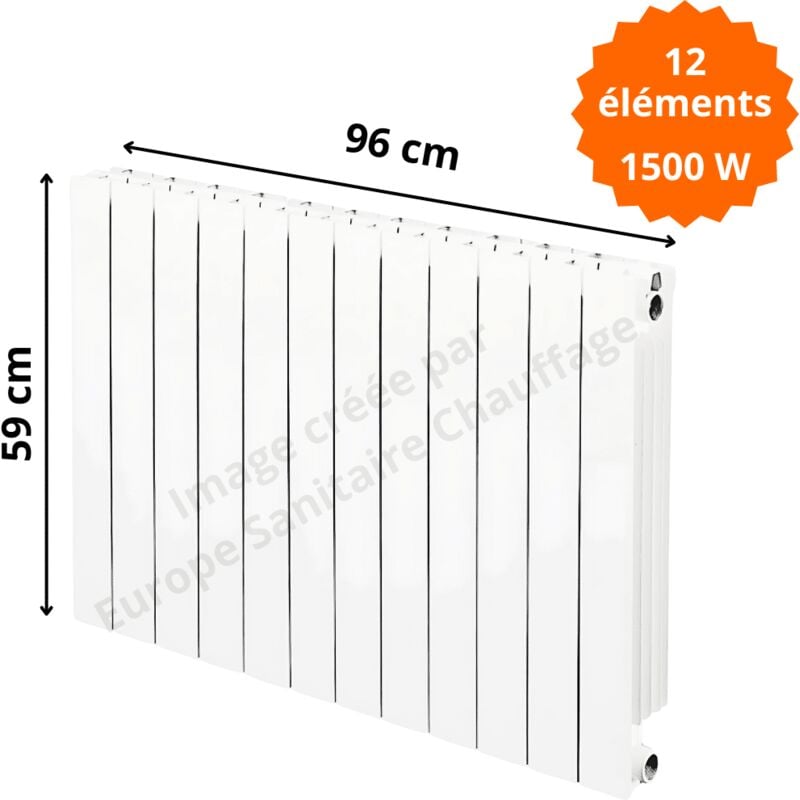 Radiateur aluminium horizontal vip 500 Hauteur 590 Puissance : 125 watts par élément Éléments 12 éléments