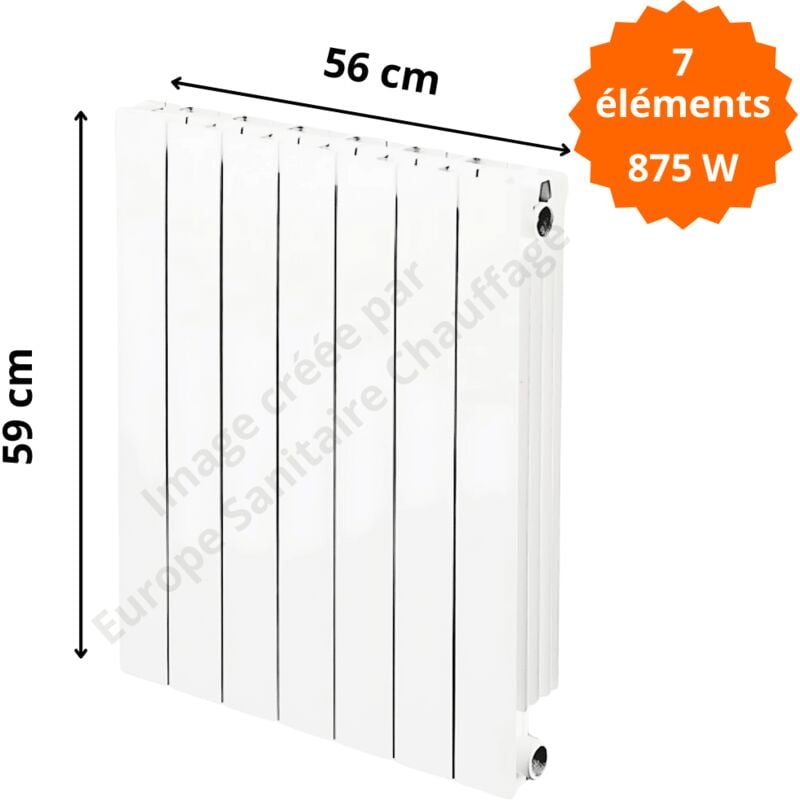 Radiateur aluminium horizontal vip 500 Hauteur 590 Puissance : 125 watts par élément Éléments 7 éléments