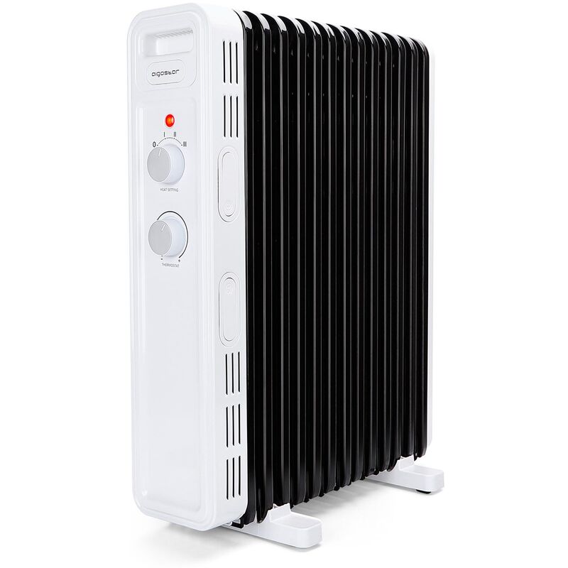 Hubery - Radiateur à bain d'huile 2500W, 13 éléments chauffants. 3 niveaux de puissance et thermostat réglable. Protection contre la surchauffe et