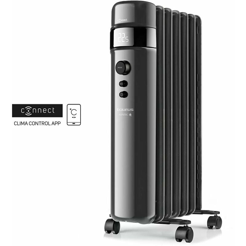 Radiateur à bain d'huile connecté 1500w noir Taurus Alpatec - agadir connect 1500