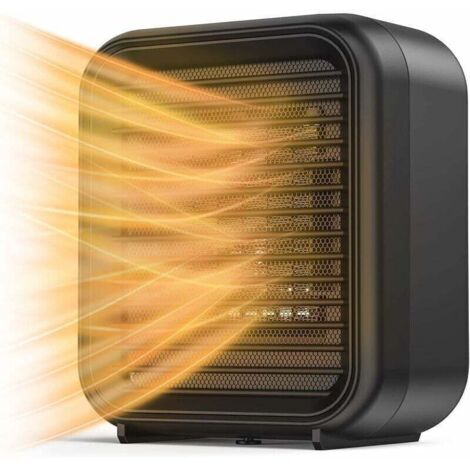Radiateur Céramique  Chauffage D’Appoint Électrique, 2 Niveaux de Puissance 800W Air Chaud, Sécurité contre la Surchauffe,  et le renversement，Portable, Noir