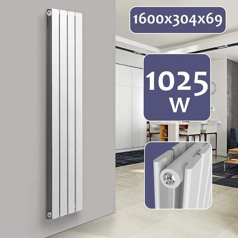 Radiateur chauffage centrale pour salle de bain salon cuisine couloir chambre à coucher panneau double 160 x 30,4 cm blanc - Blanc