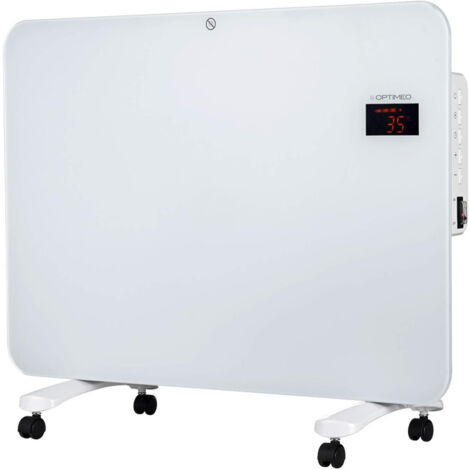 Radiateur convecteur 1500W blanc – 3 niveaux de chauffage – Minuterie 24h – Télécommande – IPX4 pour espaces humides – Optimeo