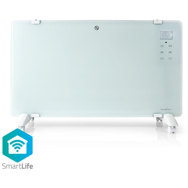 Convecteur intelligent Nedis WIFIHTPL20FWT avec thermostat Wi-Fi Panneau avant en verre 2000 w Blanc