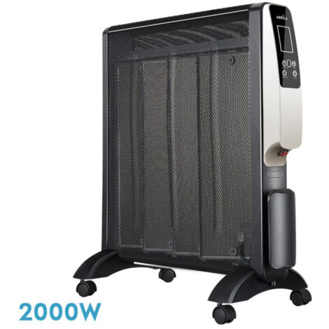 Radiateur de mica warm 2000w 4elements black / remote 2pot.anti-tilt, timer.display 61,5x56x26,5 cm