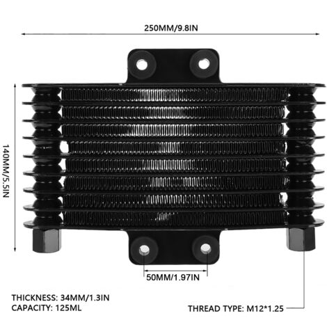 Radiateur de refroidissement d'huile moteur 125ml en aluminium pour moto 125CC-250CC et quad noir