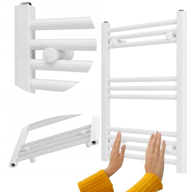 Granitan - radiateur de salle de bain blanc porte-serviettes 50x70 cm radiateur 180° raccord breno