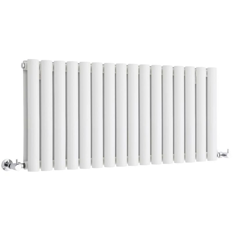 Hudson Reed - Vitality – Radiateur Design Horizontal Compact – Blanc – 40 x 100cm Double Rang