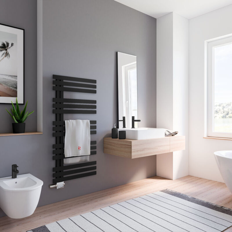 Radiateur design Schulte Emma, noir mat, 123,6 x 60 cm