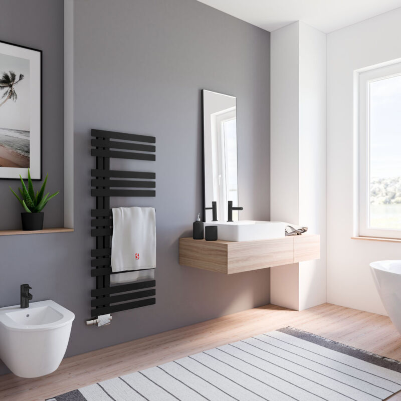 Radiateur design Schulte Emma, noir mat, 123,6 x 50 cm