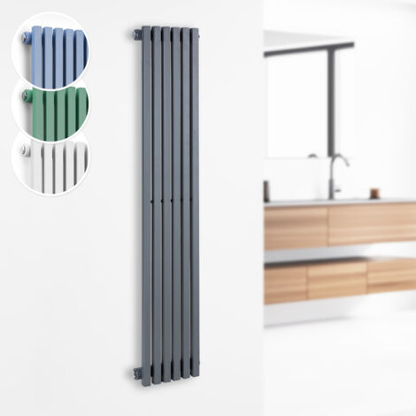 Radiateur eau chaude en acier 508W – Montage mural pour 10m² – Compatible chauffage urbain – Dimensions 120x25cm – Gris – Besoa