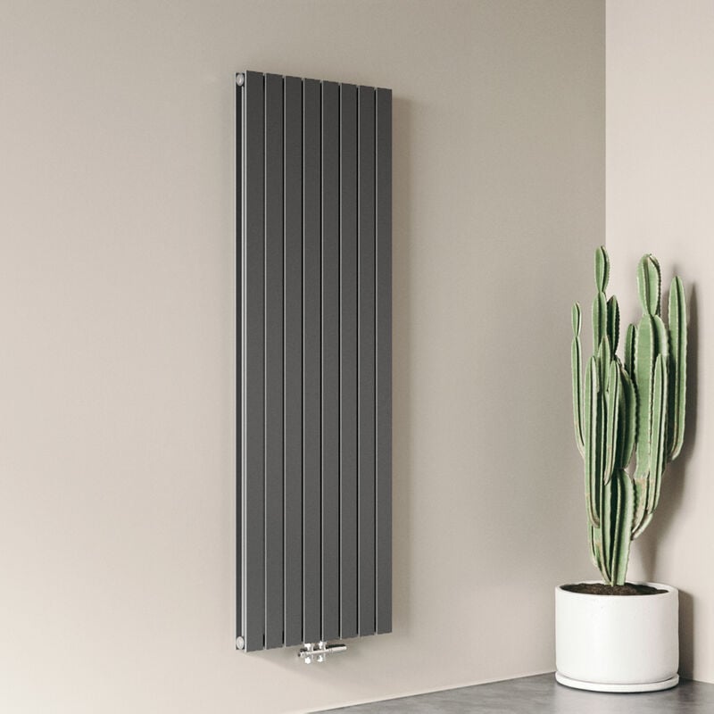 Biubiubath - Radiateur eau chaude vertical anthracite acier classique basse témperature chauffage central H.180 x L.60.2 cm