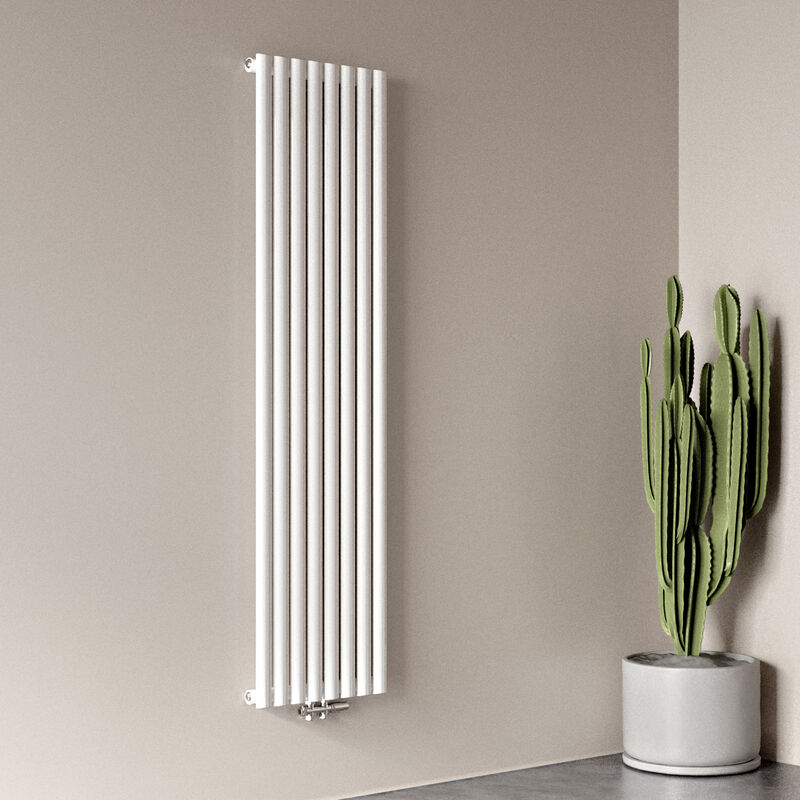 Biubiubath - Radiateur eau chaude vertical blanc acier classique basse témperature chauffage central H.180 x L.47.2 cm