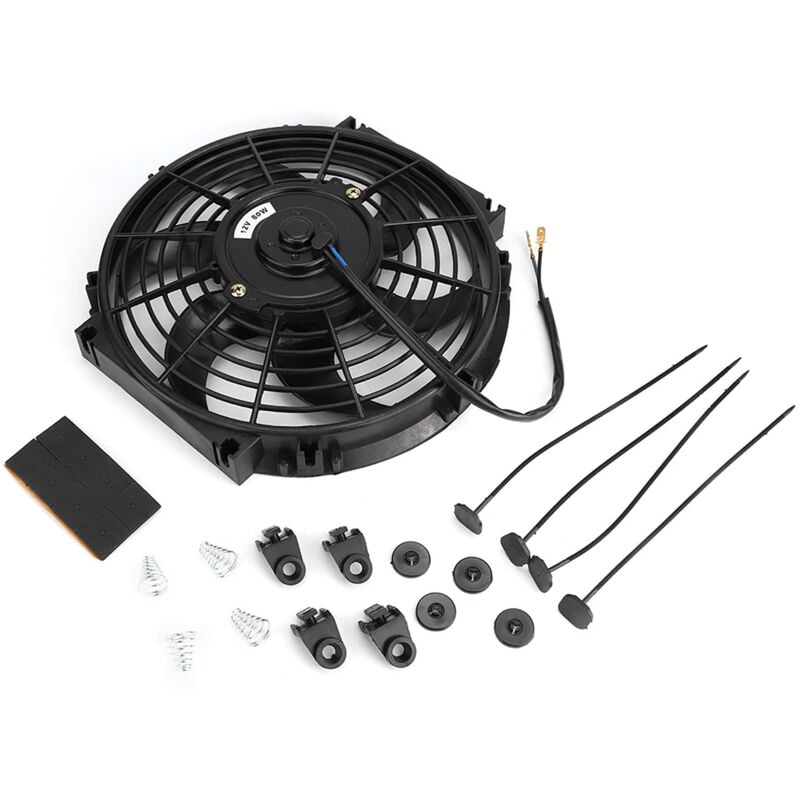 Ineasicer - Radiateur électrique 10in Slim Fan Push/Pull 12V avec accessoires d'installation