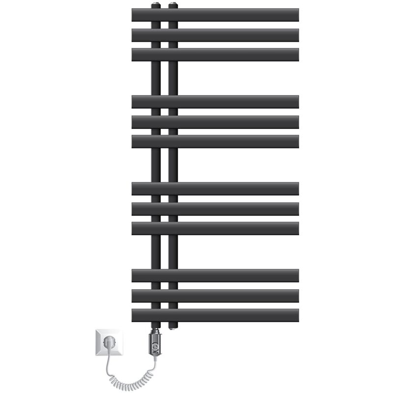 Luxebath - ecd Germany Radiateur Électrique Design Iron em avec Elément Chauffant Chromé 600W - 500 x 1000 mm - Anthracite - Connexion Latéral - Kit