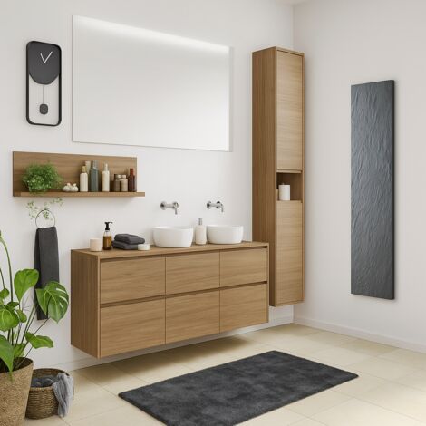 Radiateur électrique 450W vertical 100x40 cm pierre naturelle graphite
