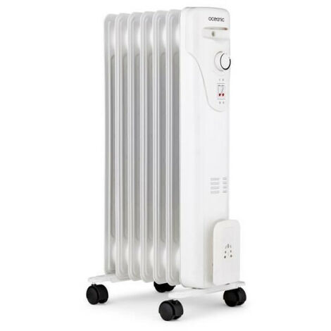 Radiateur électrique bain d'huile 1500W OCEANIC - 3 puissances - 7 éléments - Blanc - Mobile