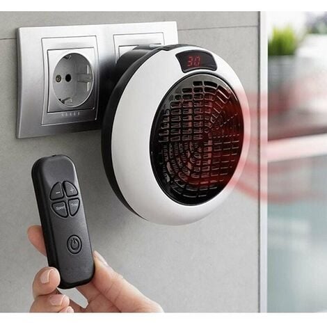 Radiateur Electrique Chauffage d’appoint électrique Céramique sur Prise Murale LED - Télécommande - Thermostat réglable - Minuterie - 600 Watts – Blanc