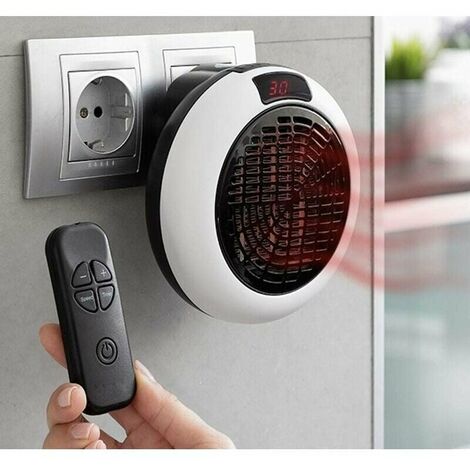 Radiateur Electrique Chauffage d’appoint électrique Céramique sur Prise Murale LED - Télécommande - Thermostat réglable - Minuterie - 600 Watts – Blanc