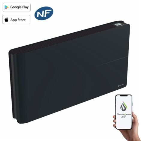 Radiateur Électrique LEONA Verre 1500W Noir – Inertie