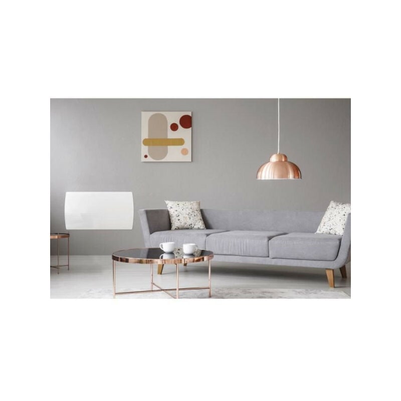 Oceanic - Radiateur électrique fixe a inertie seche céramique 1500W Rubis - Façade verre - Blanc - nf