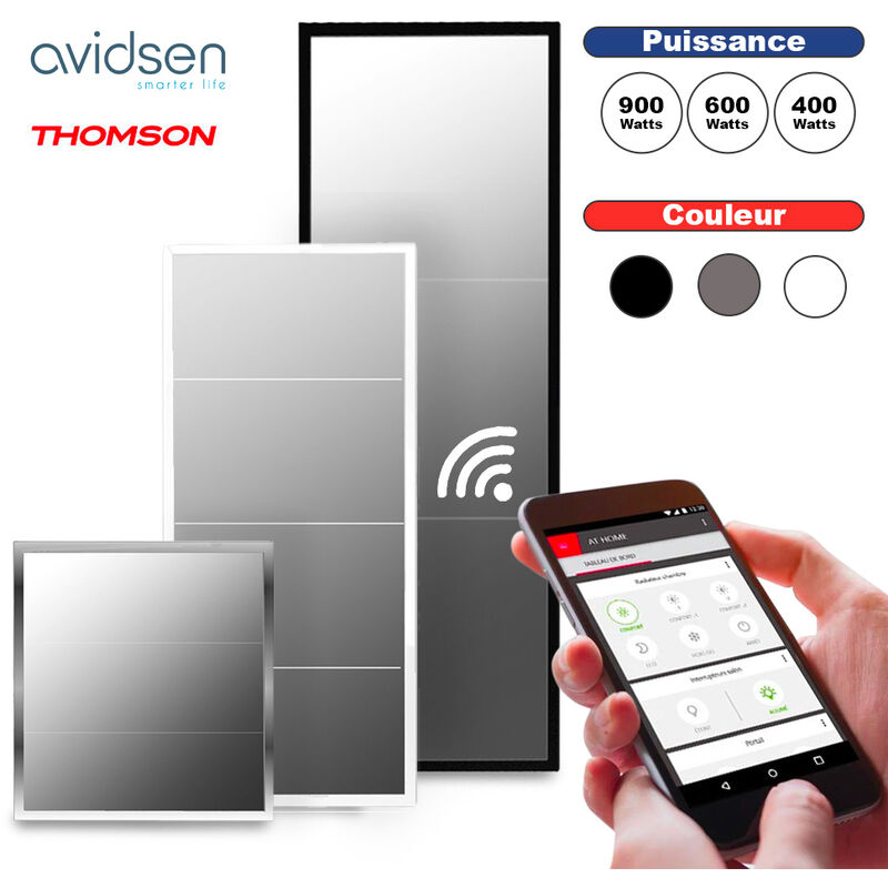 Verelec - Radiateur Electrique Panneau rayonnant Miroir Chauffage Thermostat connecté et Wifi Couleur - Gris, Puissance - 400W