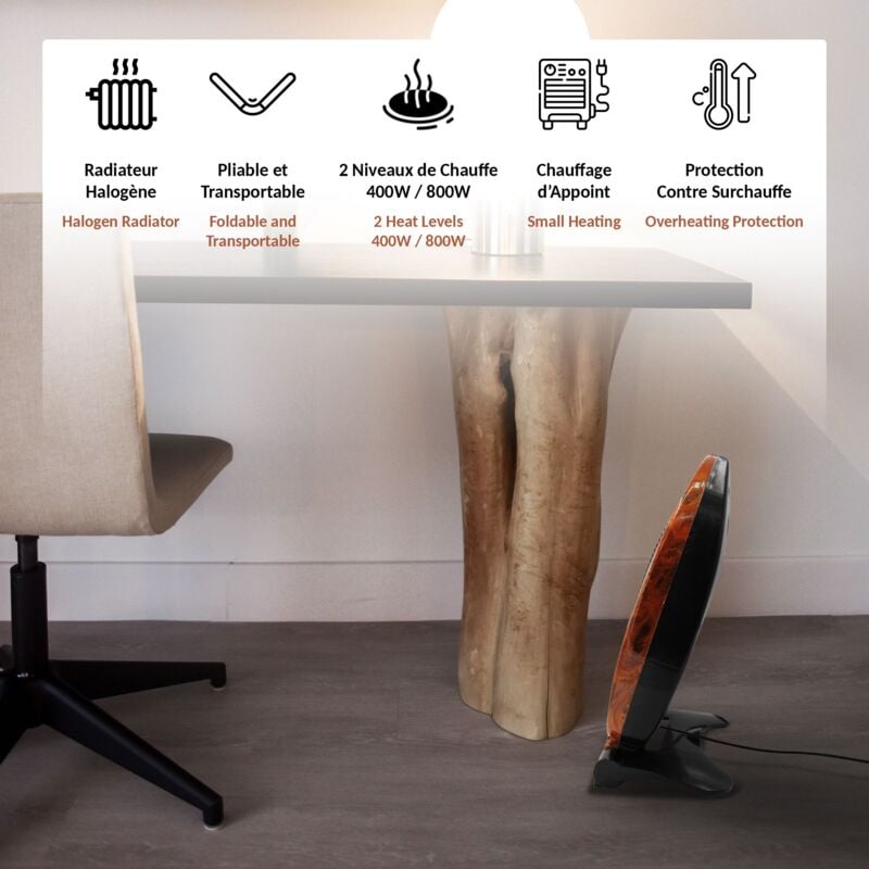 FISHTEC /® Radiateur Quartz Chauffage Infrarouge Halog/ène 400 800W Motif Fa/ïence
