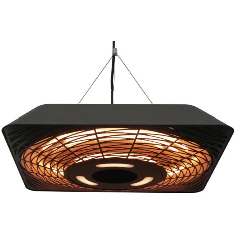 Radiateur infrarouge 2000W radiant avec télécommande, 3 niveaux chaleur, écran LED, protection IP45, noir