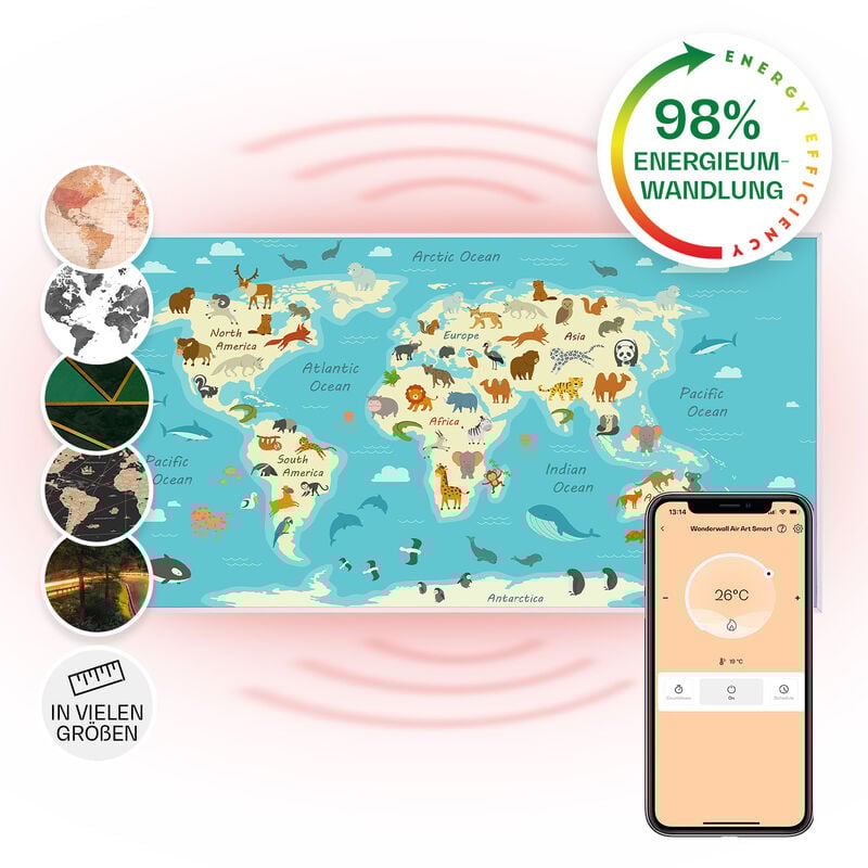 Klarstein - Air Art Smart Chauffage Infrarouge, 700W Radiateur Electrique pour Maison, Contrôle via l'Application IoT/WiFi, Détection de Fenêtre