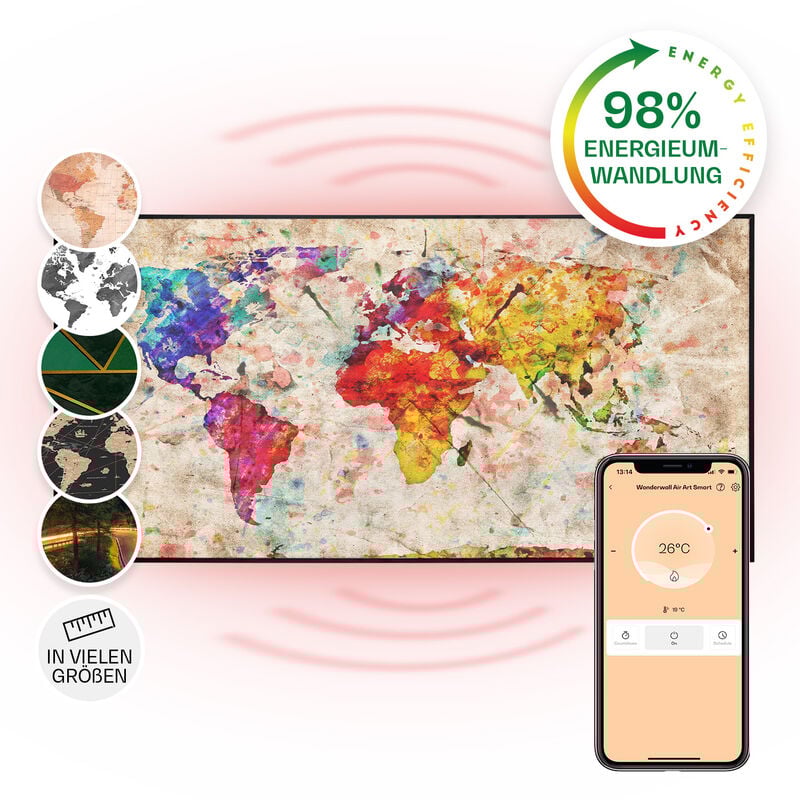 Klarstein - Air Art Smart Chauffage Infrarouge, 700W Radiateur Electrique pour Maison, Contrôle via l'Application IoT/WiFi, Détection de Fenêtre