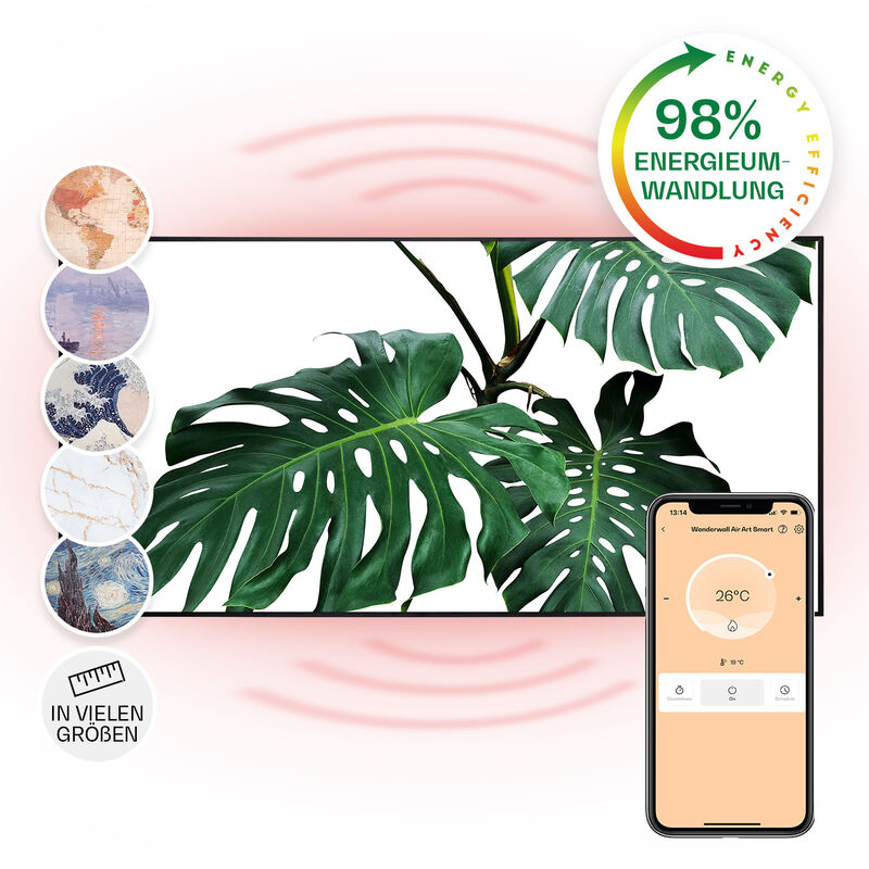 Klarstein - Air Art Smart Chauffage Infrarouge, 700W Radiateur Electrique pour Maison, Contrôle via l'Application IoT/WiFi, Détection de Fenêtre