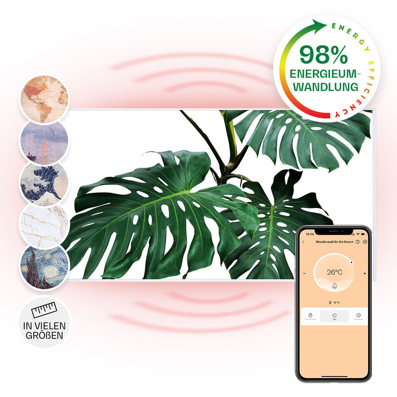 Klarstein - Air Art Smart Chauffage Infrarouge, 700W Radiateur Electrique pour Maison, Contrôle via l'Application IoT/WiFi, Détection de Fenêtre