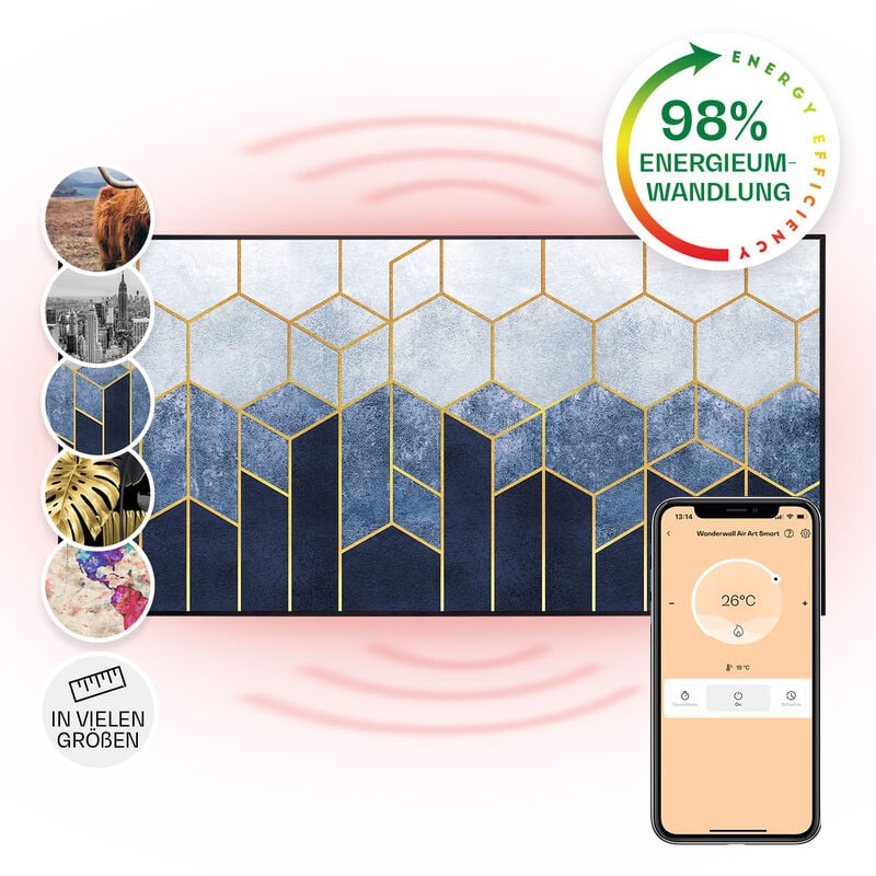 Klarstein - Air Art Smart Chauffage Infrarouge, 700W Radiateur Electrique pour Maison, Contrôle via l'Application IoT/WiFi, Détection de Fenêtre