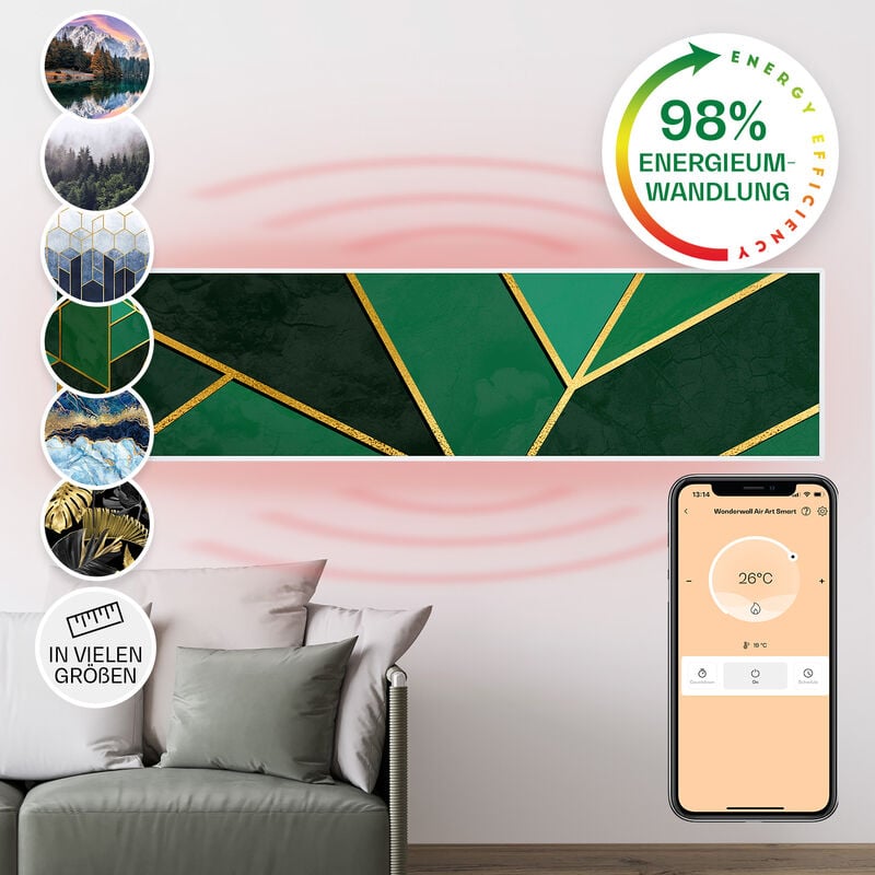 Klarstein - Radiateur Infrarouge Mural Intelligent, Chauffage Infrarouge 350W, Panneau Chauffant Infrarouge, app Mobile, Radiateur Electrique Extra