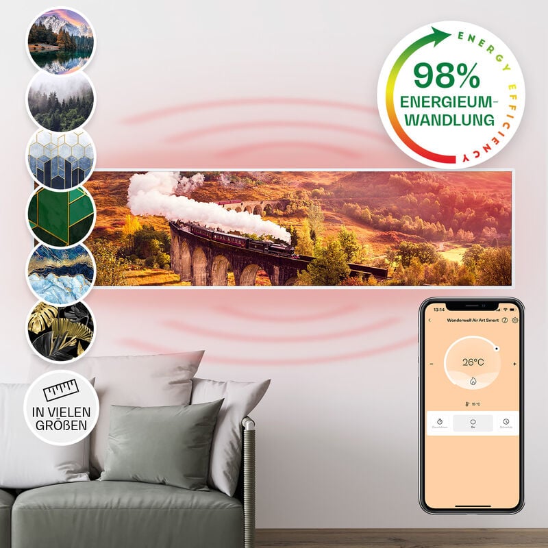 Klarstein - Radiateur Infrarouge Mural Intelligent, Chauffage Infrarouge 350W, Panneau Chauffant Infrarouge, app Mobile, Radiateur Electrique Extra