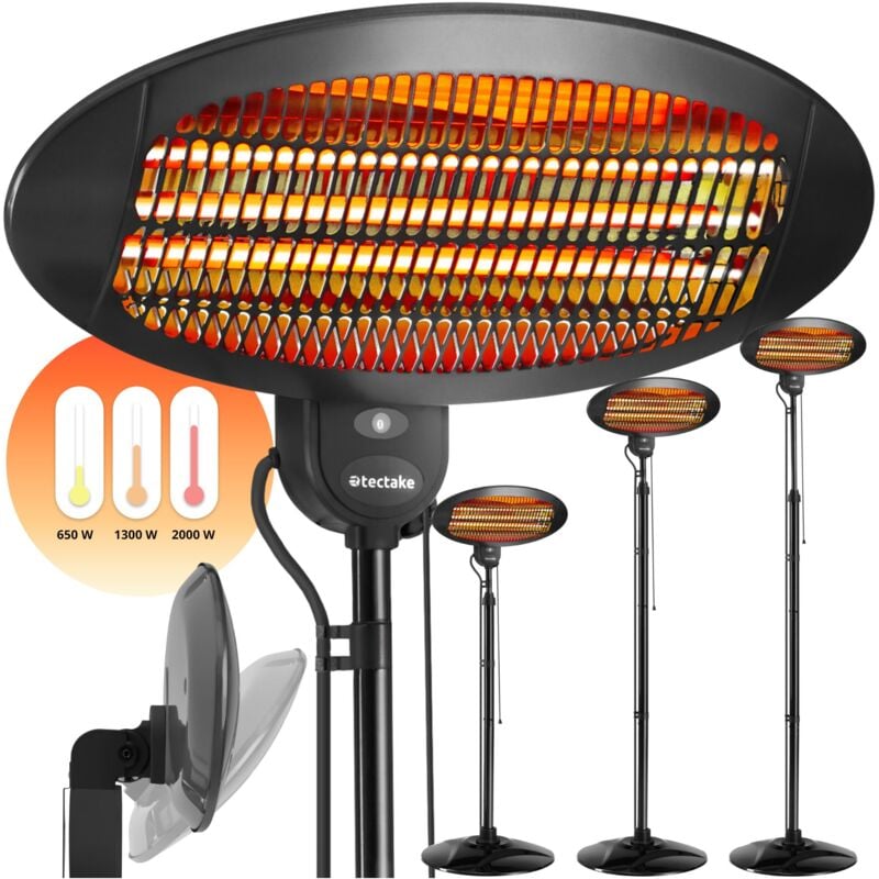 Tectake - Radiateur infrarouge Solaris Monolith 2000W réglable en hauteur - noir