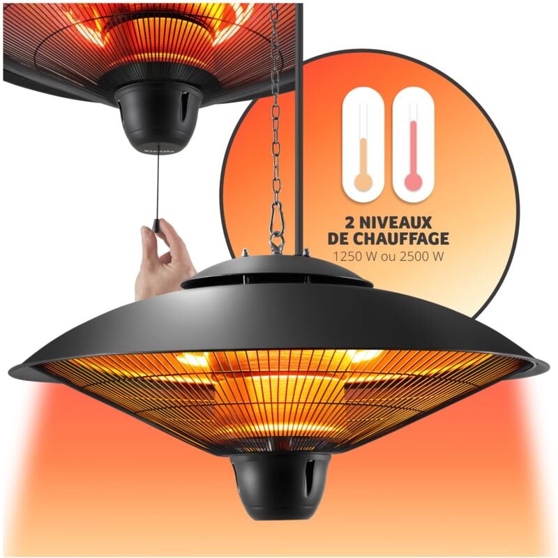 Tectake - Radiateur infrarouge Solaris Orbit 2500W, boîtier en aluminium - noir