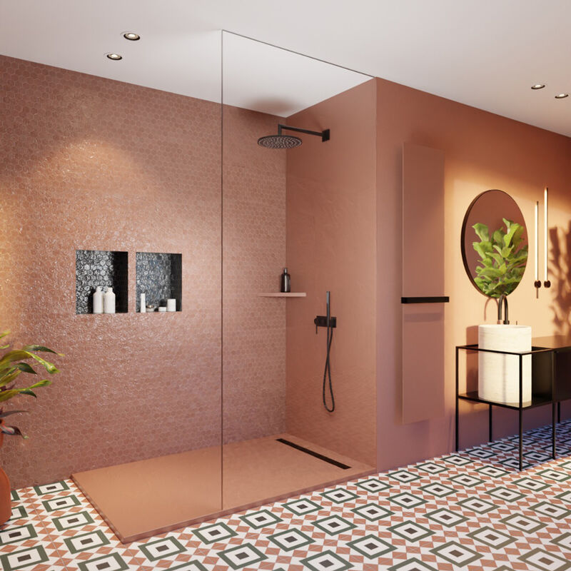 U-tile - Radiateur électrique Monochrome - coloris Terracota - 800 Watts - 180 x 40 cm vertical