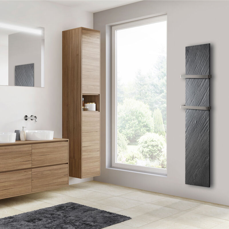 Radiateur électrique pierre naturelle - coloris graphite - 1200 Watts - 200 x 50 cm vertical