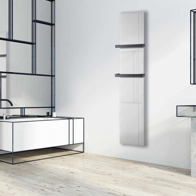 Radiateur électrique verre trempé blanc - 800 Watts - 180 x 40 cm vertical